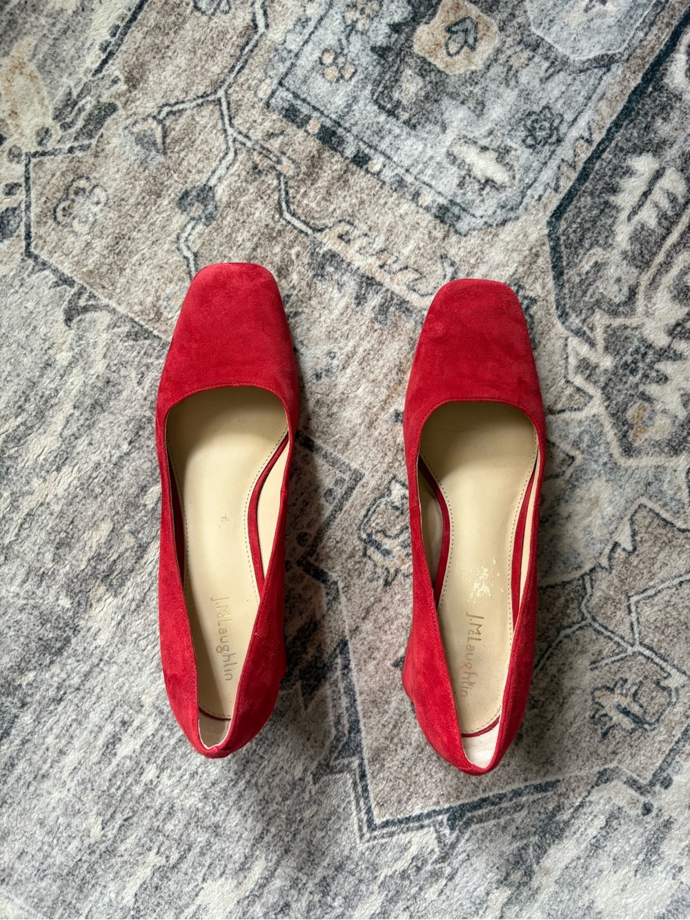 J. McLaughlin Charlene Red Suede Pumps Size 8.5 Slip On Shoes Heels Career Work - Picture 8 of 9